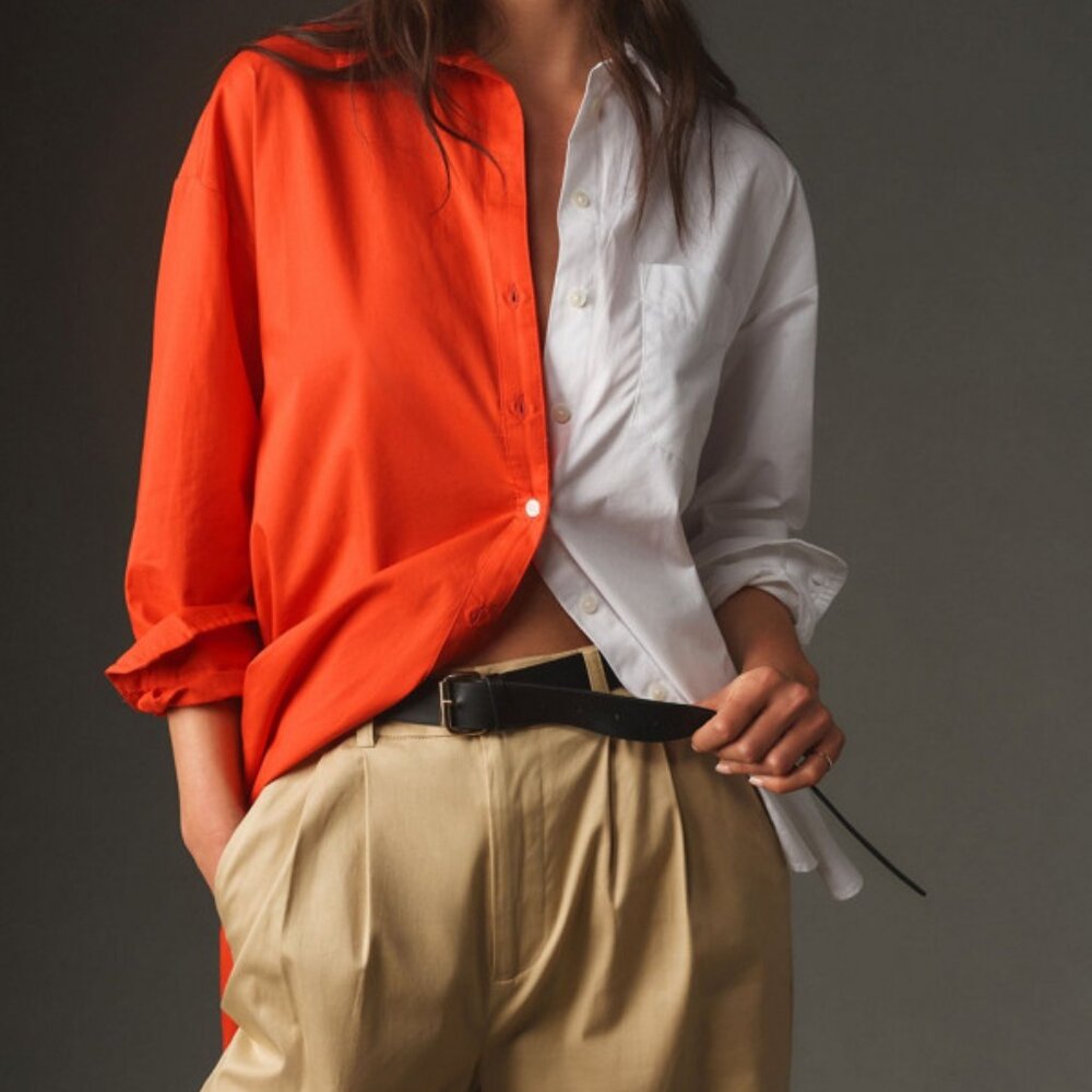 Maeve by Anthropologie The Bennet Buttondown Shirt: Colorblock Edition